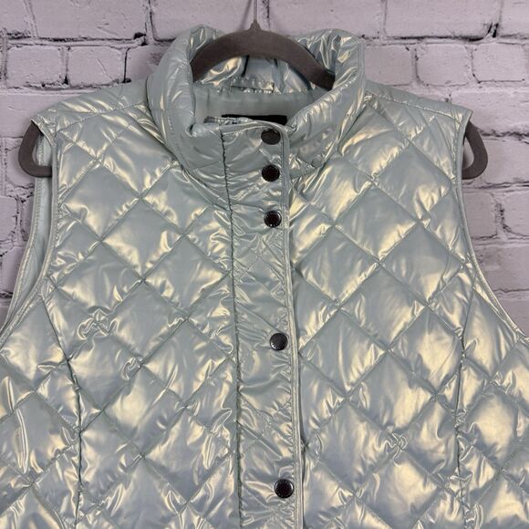 NWT Talbots Quilted Down Puffer Vest in Pearlized Snowbound Blue - Picture 8 of 16
